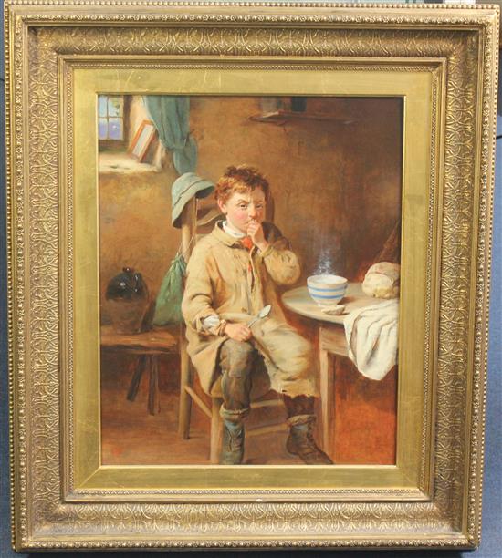 John Wells Smith (19th C.) Boy in a scullery, 21 x 17in.